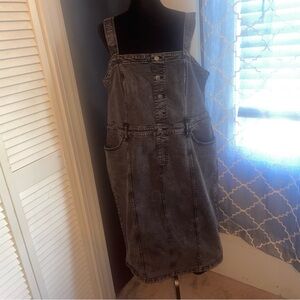 Ava And Viv Denim Overall Dress Charcoal Gray Womens Size 1X